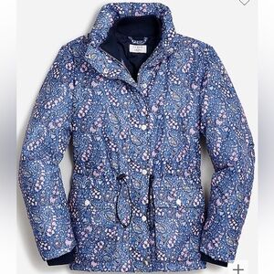 NWOT J. Crew Cinched-waist puffer jacket in Liberty® Bourton Bloom fabric